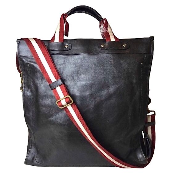 Bally Other - BALLY Brown Leather Trainspotting Work Bag Red Stripe Adjustable Shoulder Strap